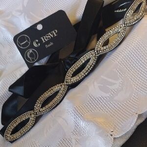 Black and Silver Sash Or Headband